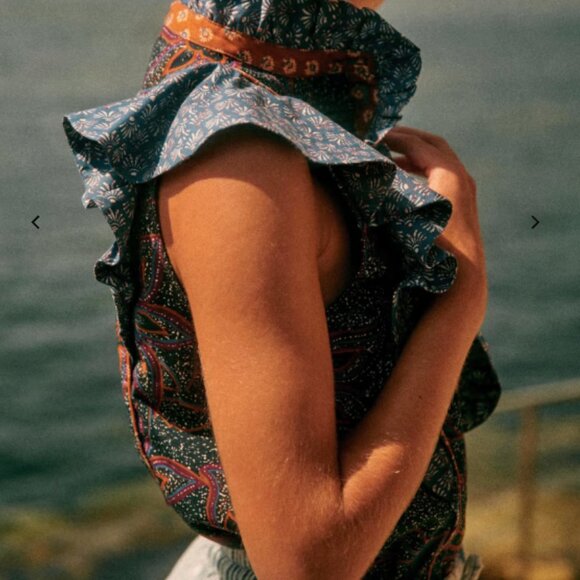 Sezane Chiara Shirt Floral Mix NWOT 36 (4) - Picture 2 of 6